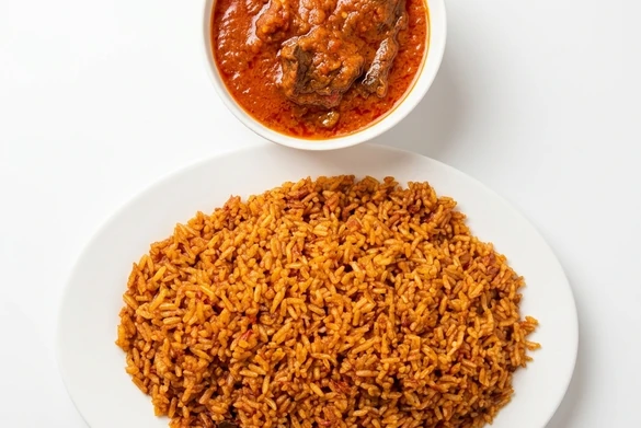 Nigerian dishes packed for delivery at Lagos Flavors in Edmonton, AB
